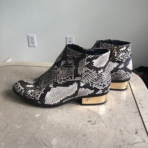 Snake print ankle booties